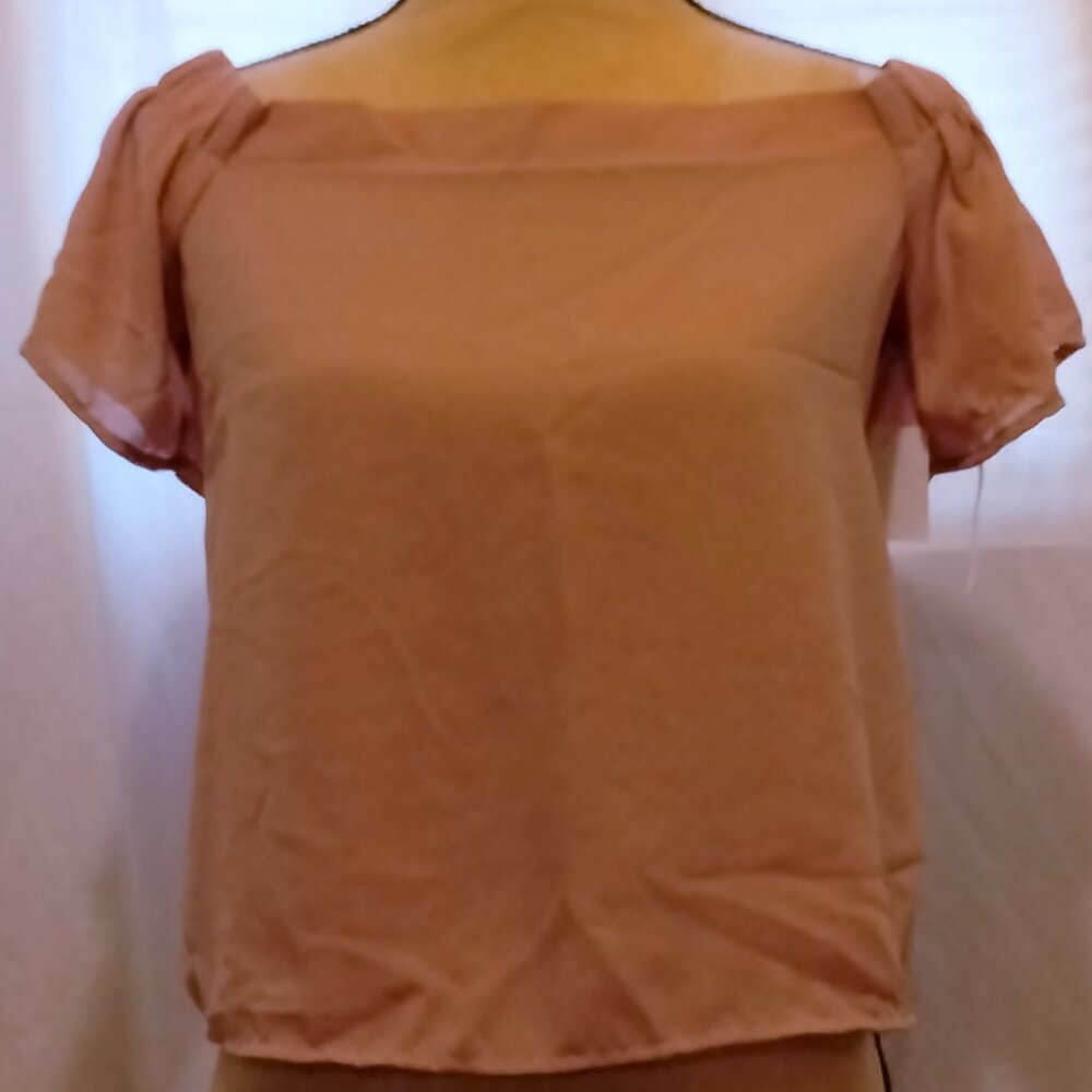 Short sleeve chiffon pink crop top